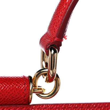 Dolce & Gabbana Dauphine Studded Medium DG Family Patch Miss Sicily Satchel Red 14 of 18