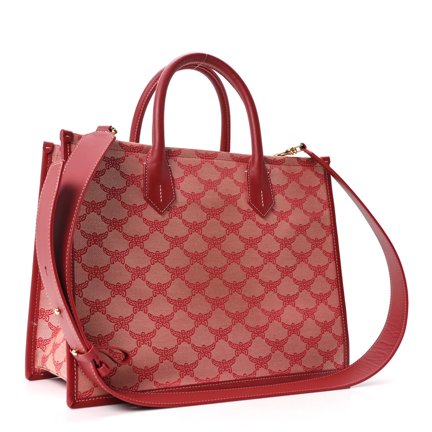 MCM Lauretos Nappa Medium Himmel Shopper Tote Red 3 of 9