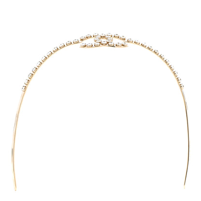 Chanel Metal Crystal CC Headband Light Gold 1 of 5