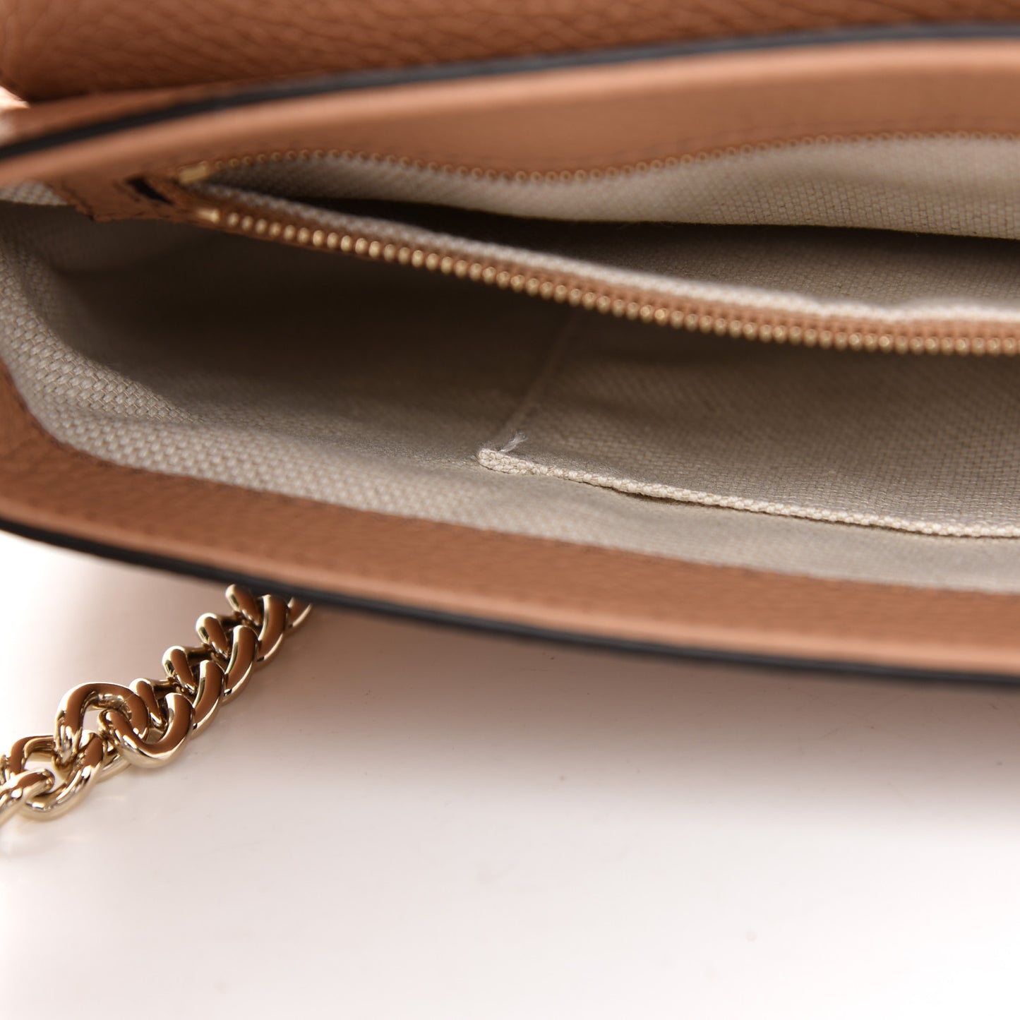 Pebbled Calfskin Medium Soho Flap Crossbody Camelia