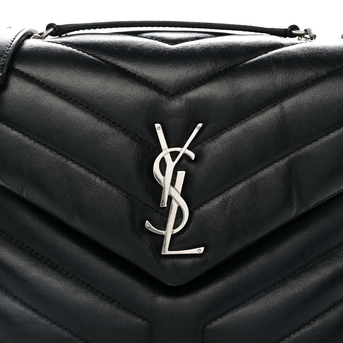 Saint Laurent Calfskin Y Quilted Monogram Small Loulou Chain Satchel Black 8 of 11