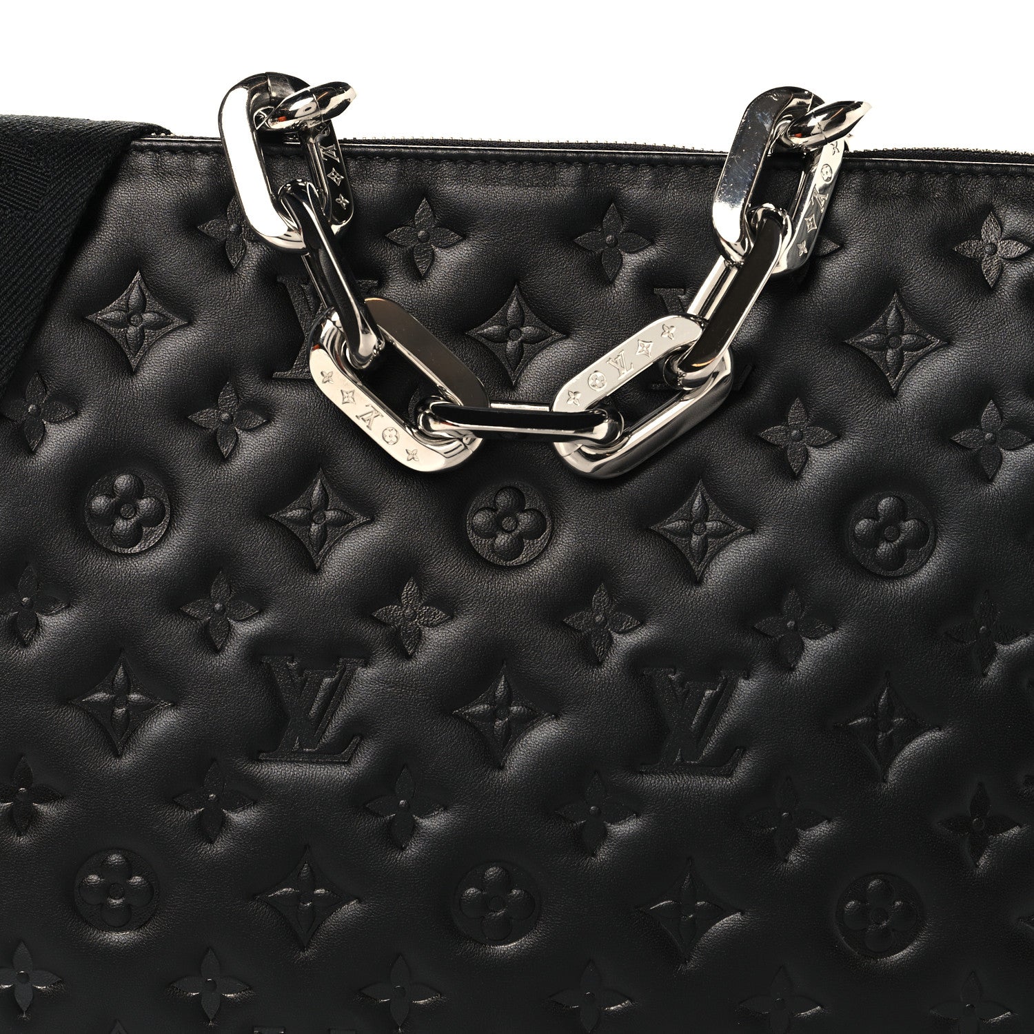 Louis Vuitton Lambskin Embossed Monogram Coussin MM Black 9 of 11