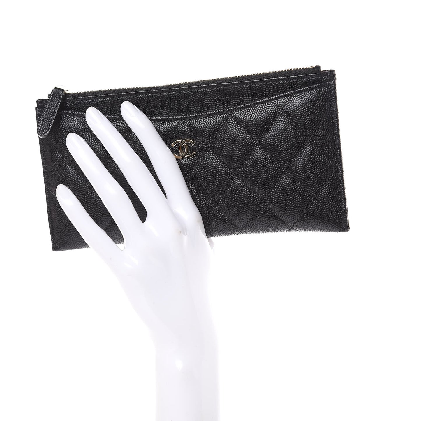 Caviar Quilted Classic Zip Pouch Black