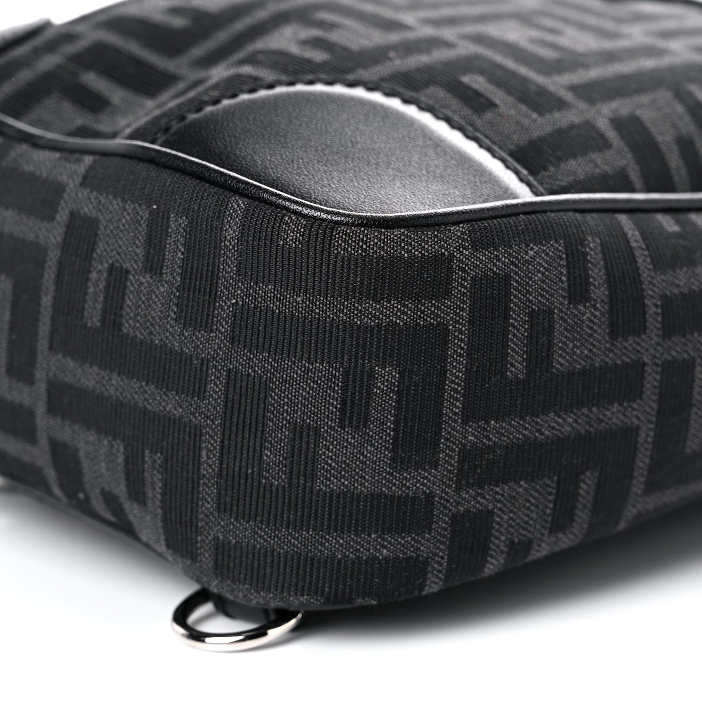 Recycled Fabric Jacquard Vitello Astro FF 1974 One-Shoulder Travel Backpack Asfalto Black