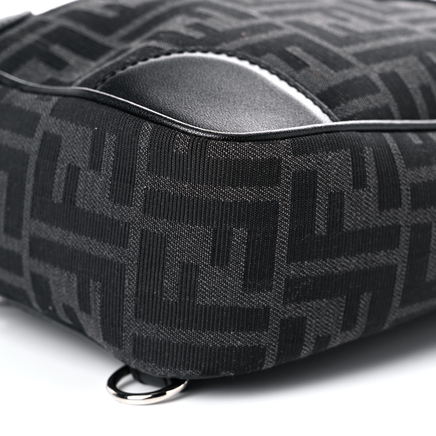 Fendi Recycled Fabric Jacquard Vitello Astro FF 1974 One-Shoulder Travel Backpack Asfalto Black 8 of 11