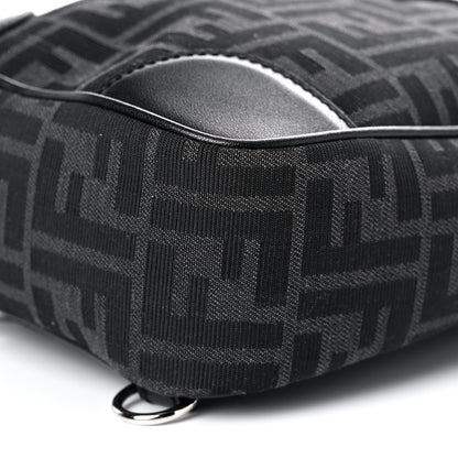 Fendi Recycled Fabric Jacquard Vitello Astro FF 1974 One-Shoulder Travel Backpack Asfalto Black 8 of 11
