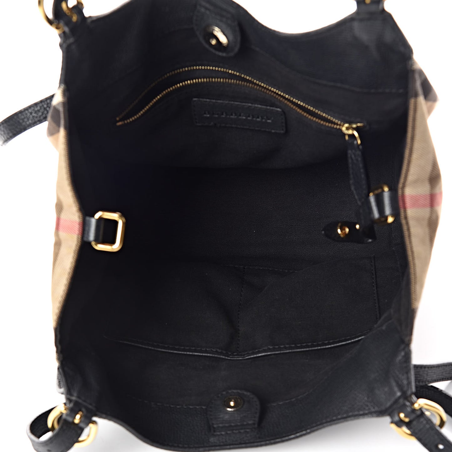 Grainy Calfskin House Check Small Canterbury Black
