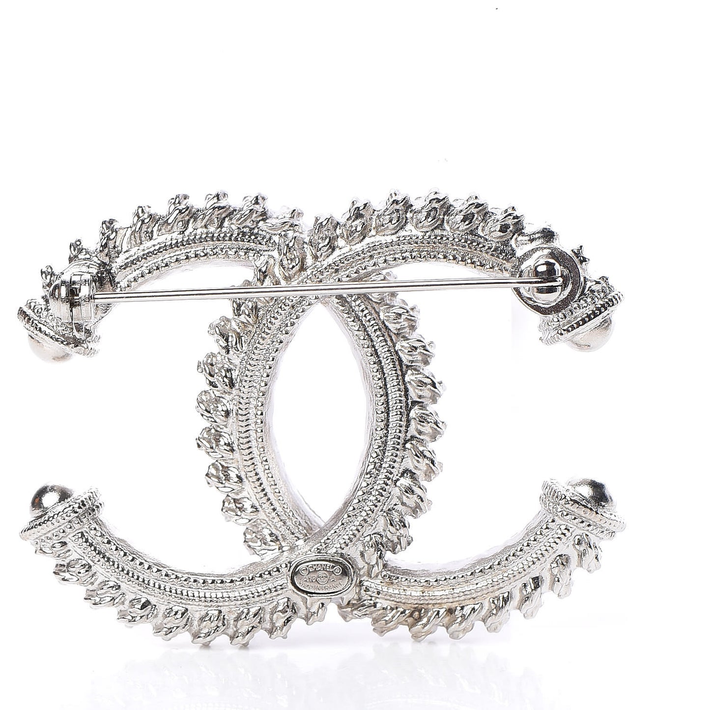 Textured CC Brooch Silver
