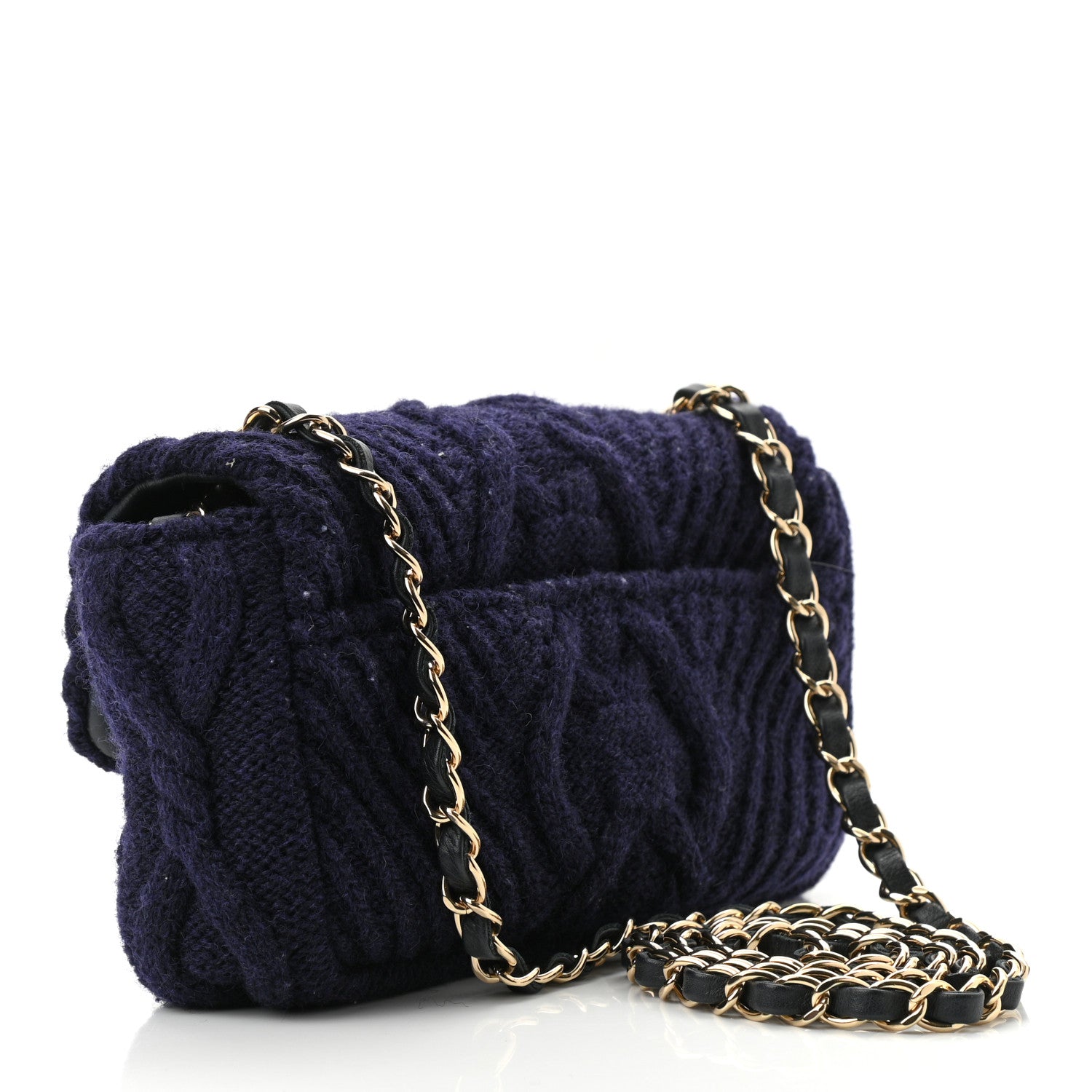 Chanel Cable Knit Mini Paris-Hamburg Flap Navy Blue 3 of 10