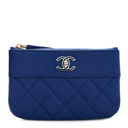 Chanel Caviar Quilted Small Vintage Mademoiselle Cosmetic Case Dark Blue 1 of 7