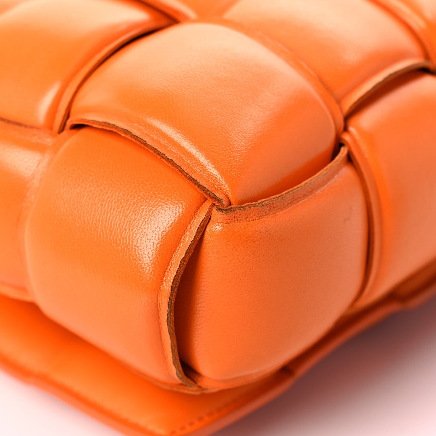 Nappa Maxi Intreccio Padded Cassette Crossbody Bag Orange