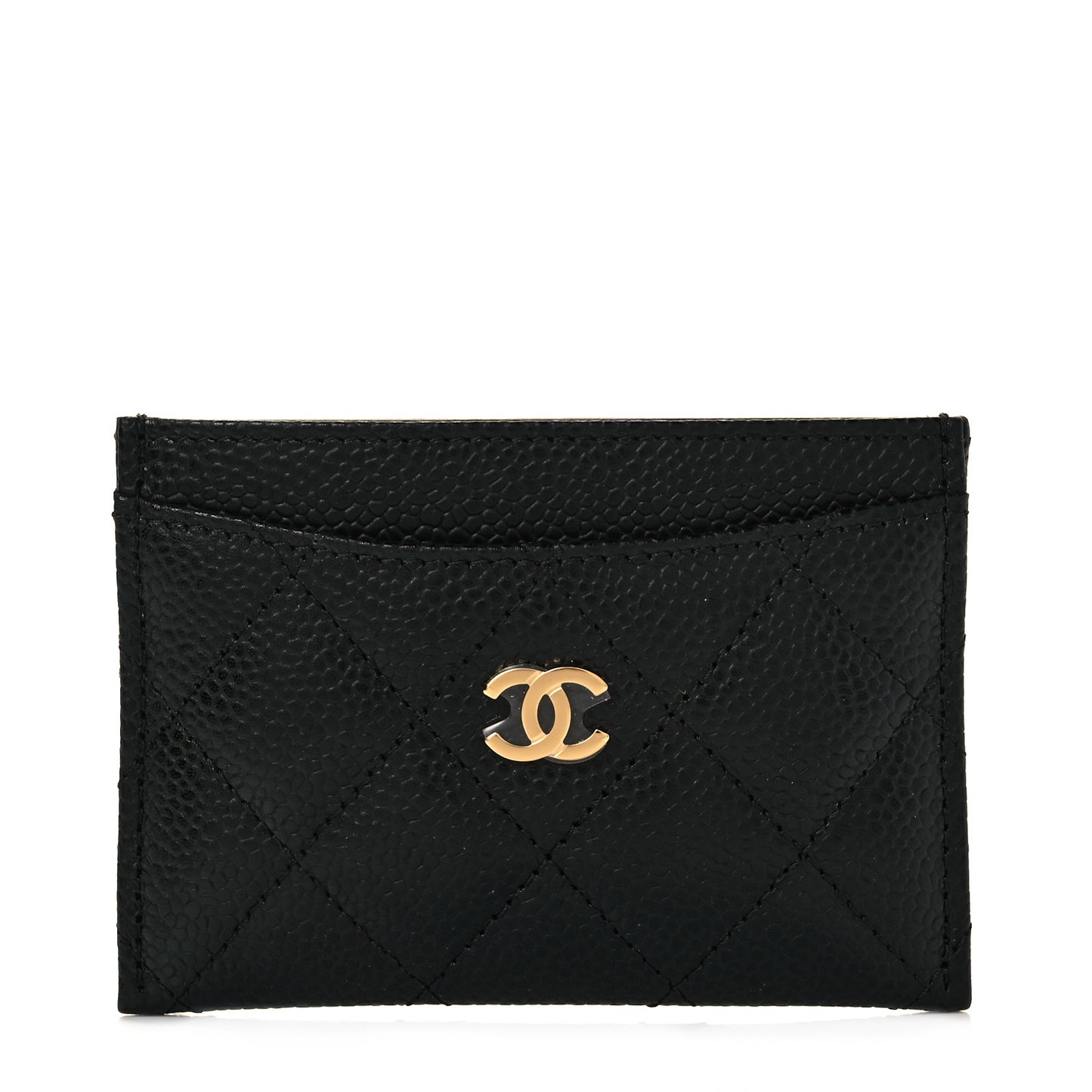 Caviar Quilted Card Holder Black