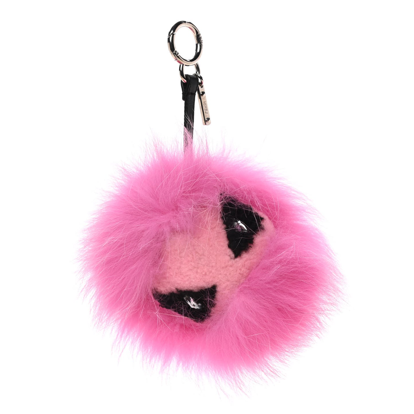 Fox Fur Shearling Crystal Tria Monster Bag Bug Charm Bubblegum