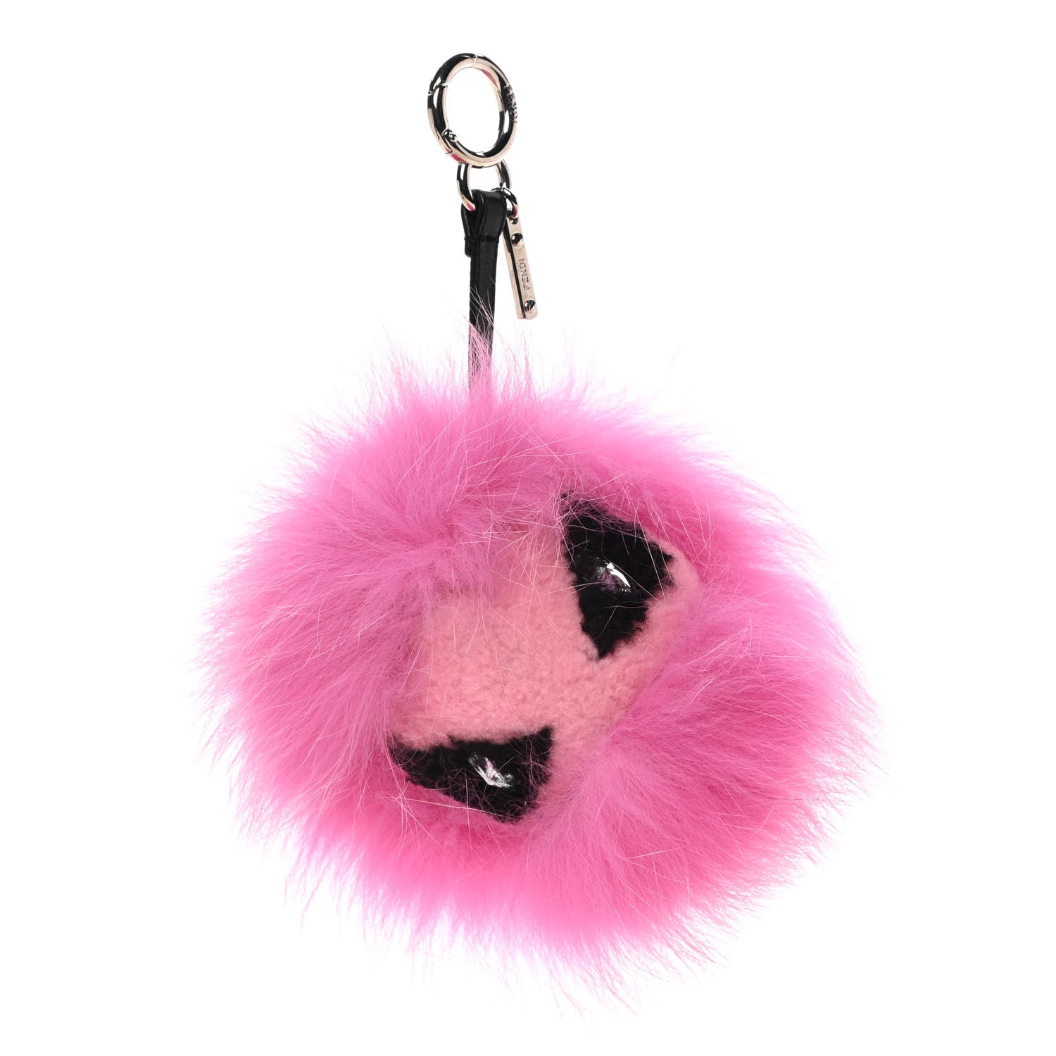 Fendi Fox Fur Shearling Crystal Tria Monster Bag Bug Charm Bubblegum 1 of 4