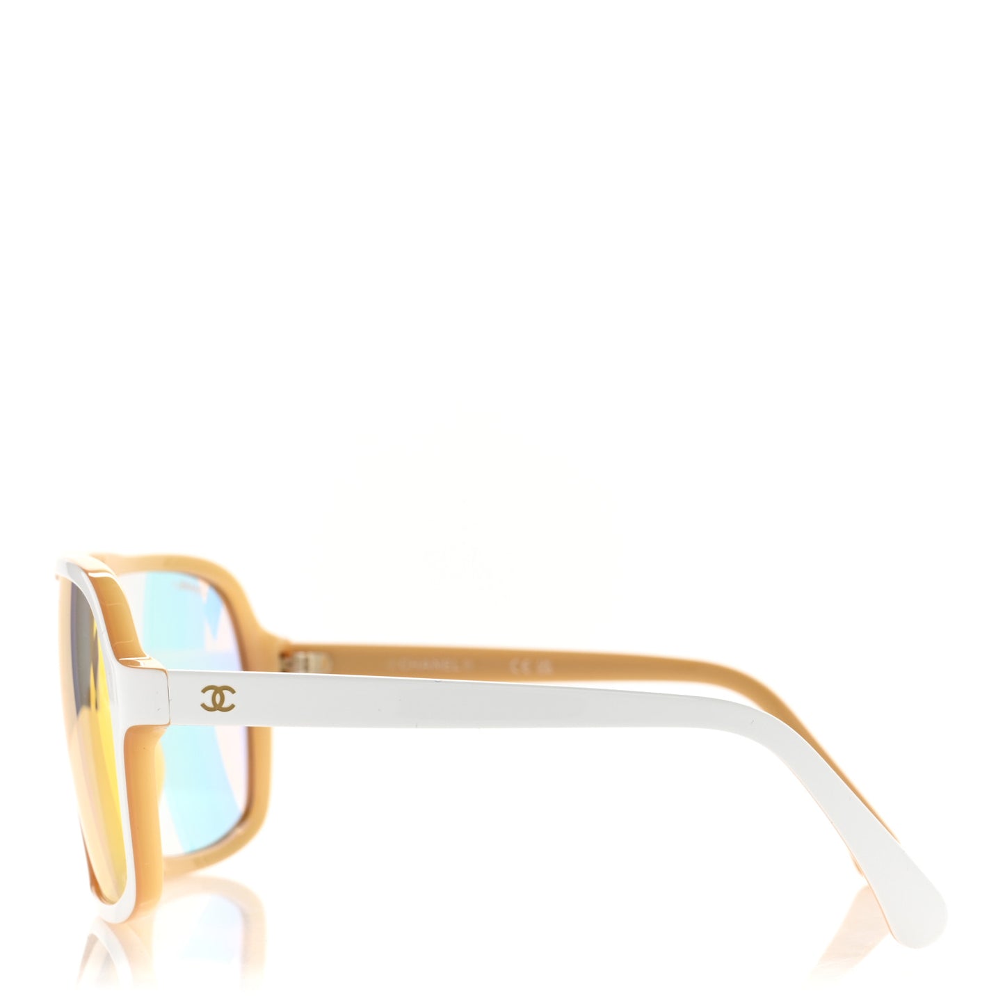 Acetate Shield Quilted Sunglasses 71655A White Gold