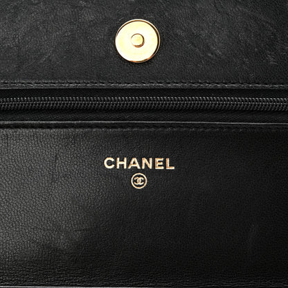 Chanel Lambskin Quilted Wallet On Chain WOC Black 6 of 12