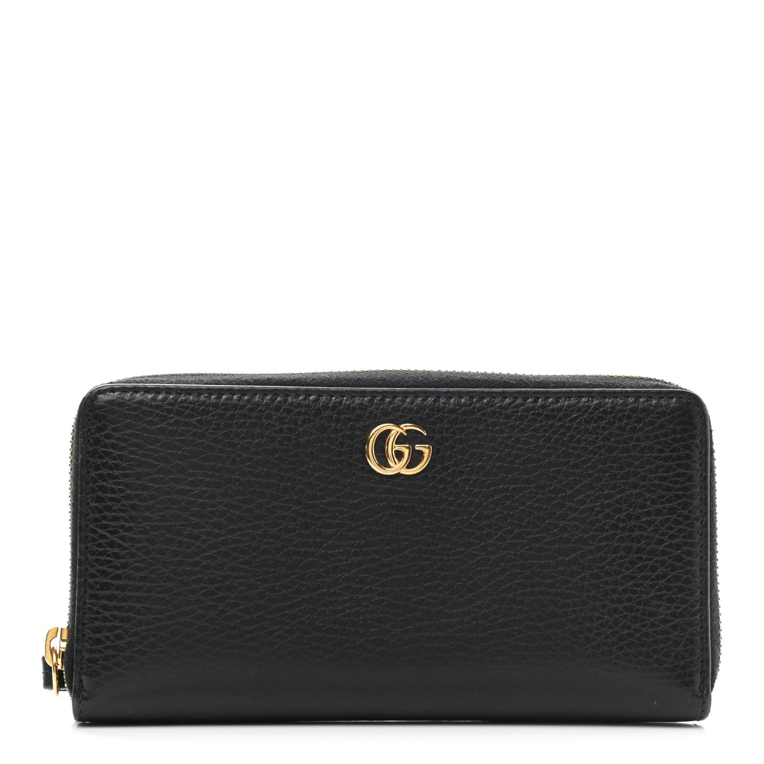 Gucci Dollar Calfskin GG Marmont Zip Around Wallet Black 1 of 8