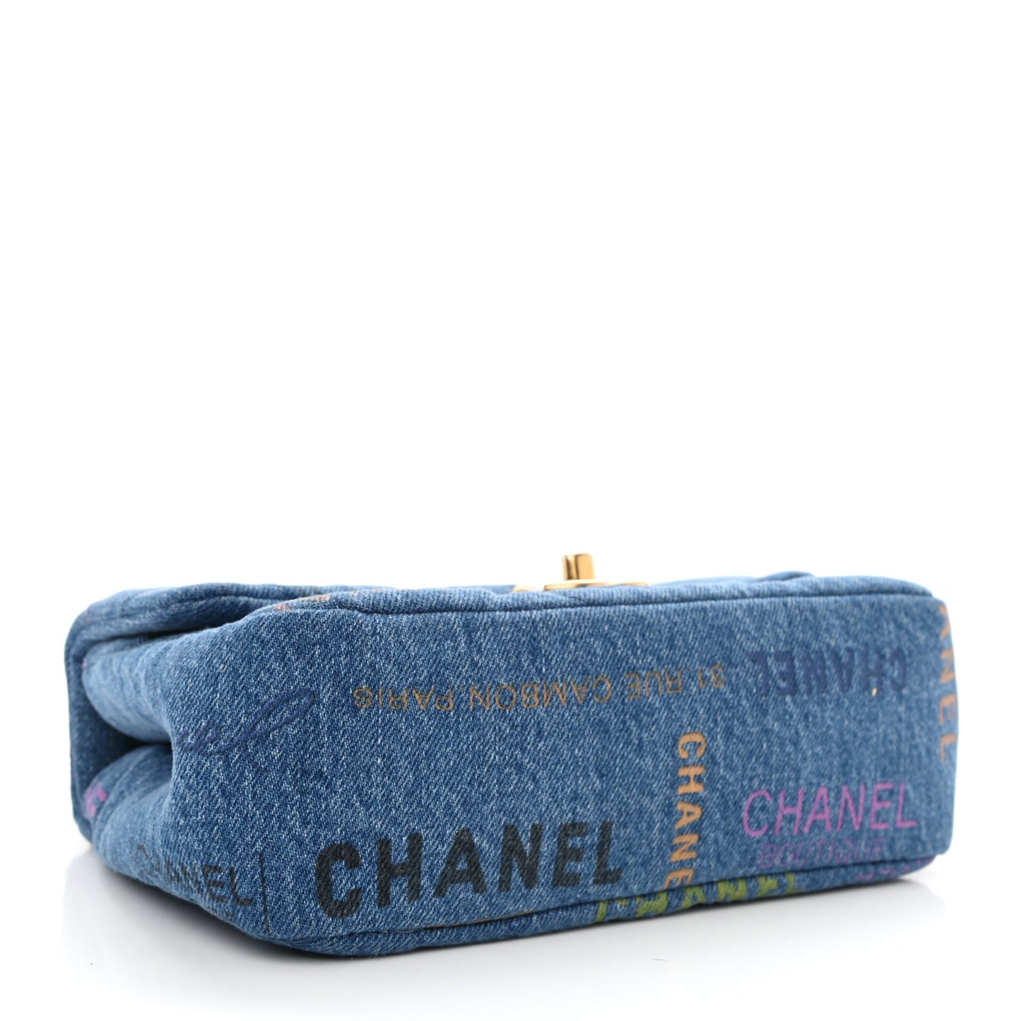 Denim Quilted Mini Denim Mood Rectangular Flap Blue Multicolor