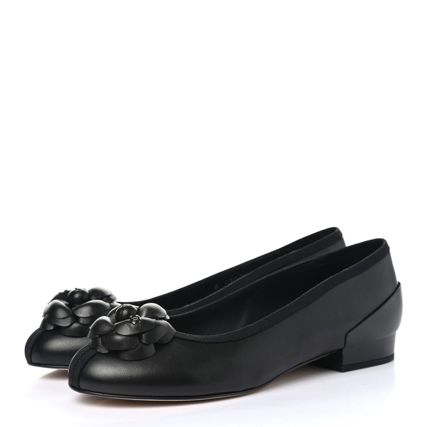 Lambskin Camellia Ballerina Flats 37 Black