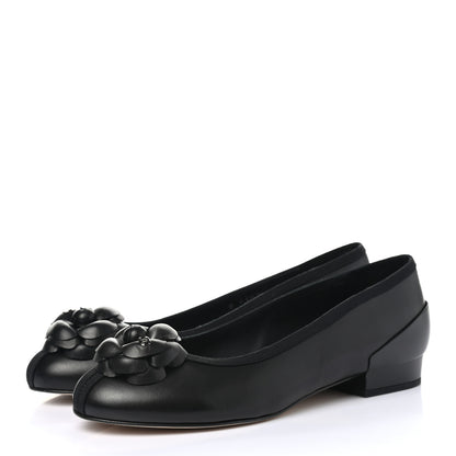 Chanel Lambskin Camellia Ballerina Flats 37 Black 3 of 10
