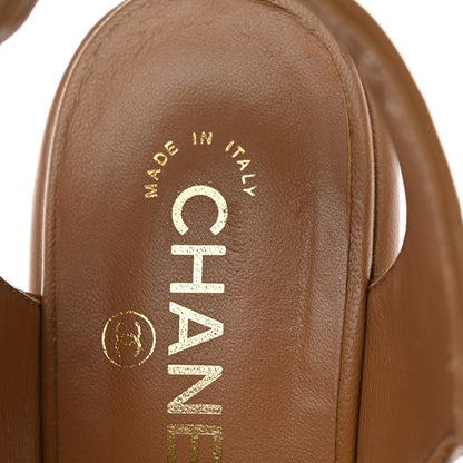 Chanel Lambskin Quilted CC Platform Sandals 39 Beige 19 of 20