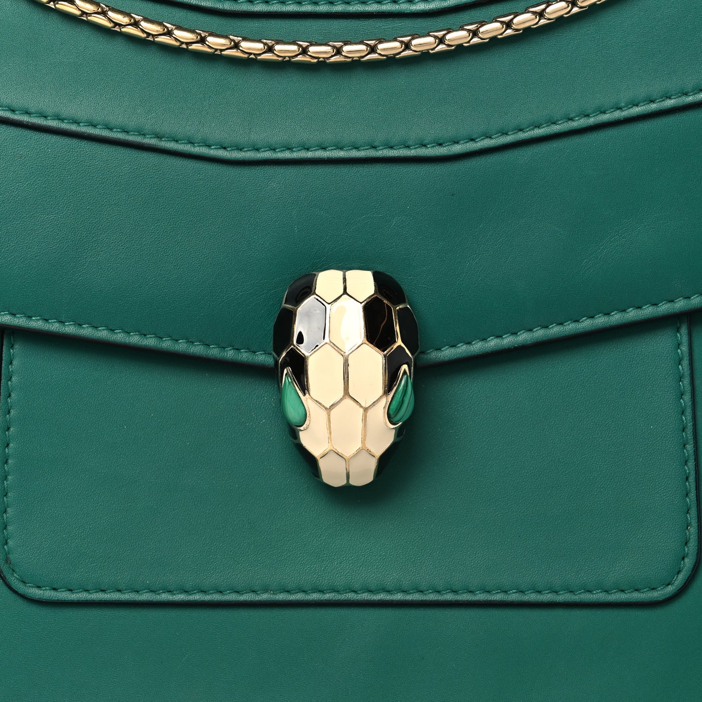 Calfskin Serpenti Forever Medium Shoulder Bag Emerald Green