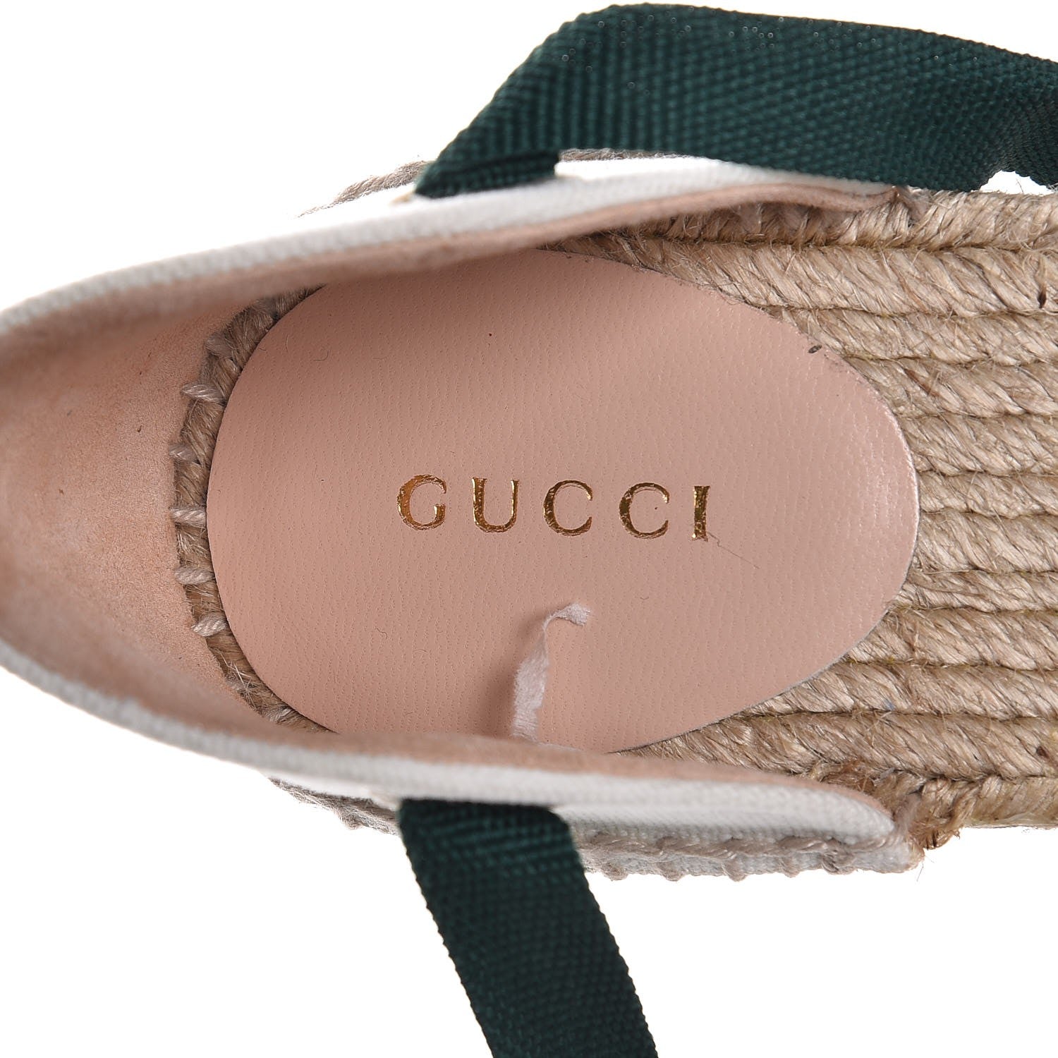 Gucci Canvas Malaga Kid Web Ankle Wrap Espadrille Wedge Sandals 40 Green Red Mystic White Emerald 6 of 11