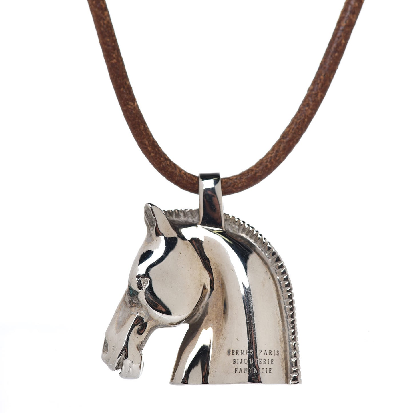 Palladium Natural Bridle Horse Head Pendant Necklace Bouton
