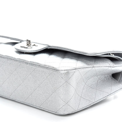 Chanel Glittered Metallic Caviar Quilted Medium Double Flap Silver 9 of 9