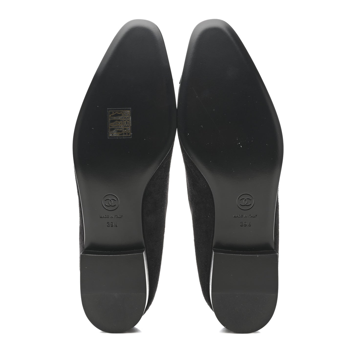 Suede Kidskin Lambskin Patent Calfskin Cap Toe CC Mary Jane Flats 39.5 Black