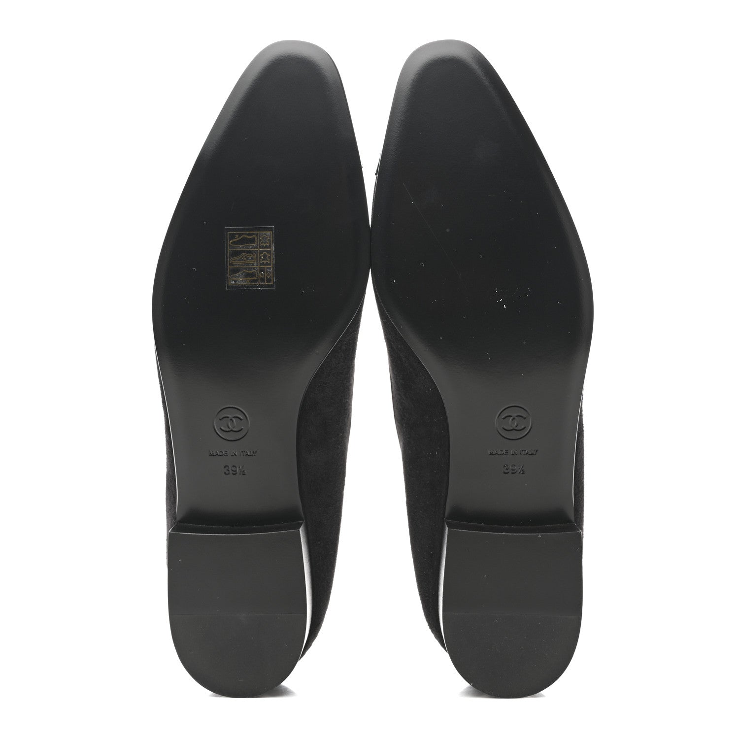 Chanel Suede Kidskin Lambskin Patent Calfskin Cap Toe CC Mary Jane Flats 39.5 Black 6 of 9
