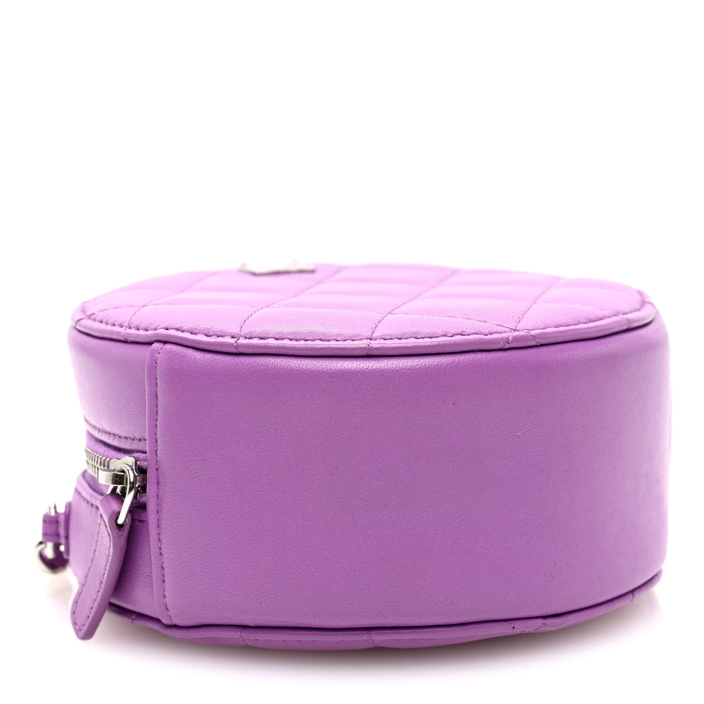 Lambskin Quilted Round Clutch With Chain Purple