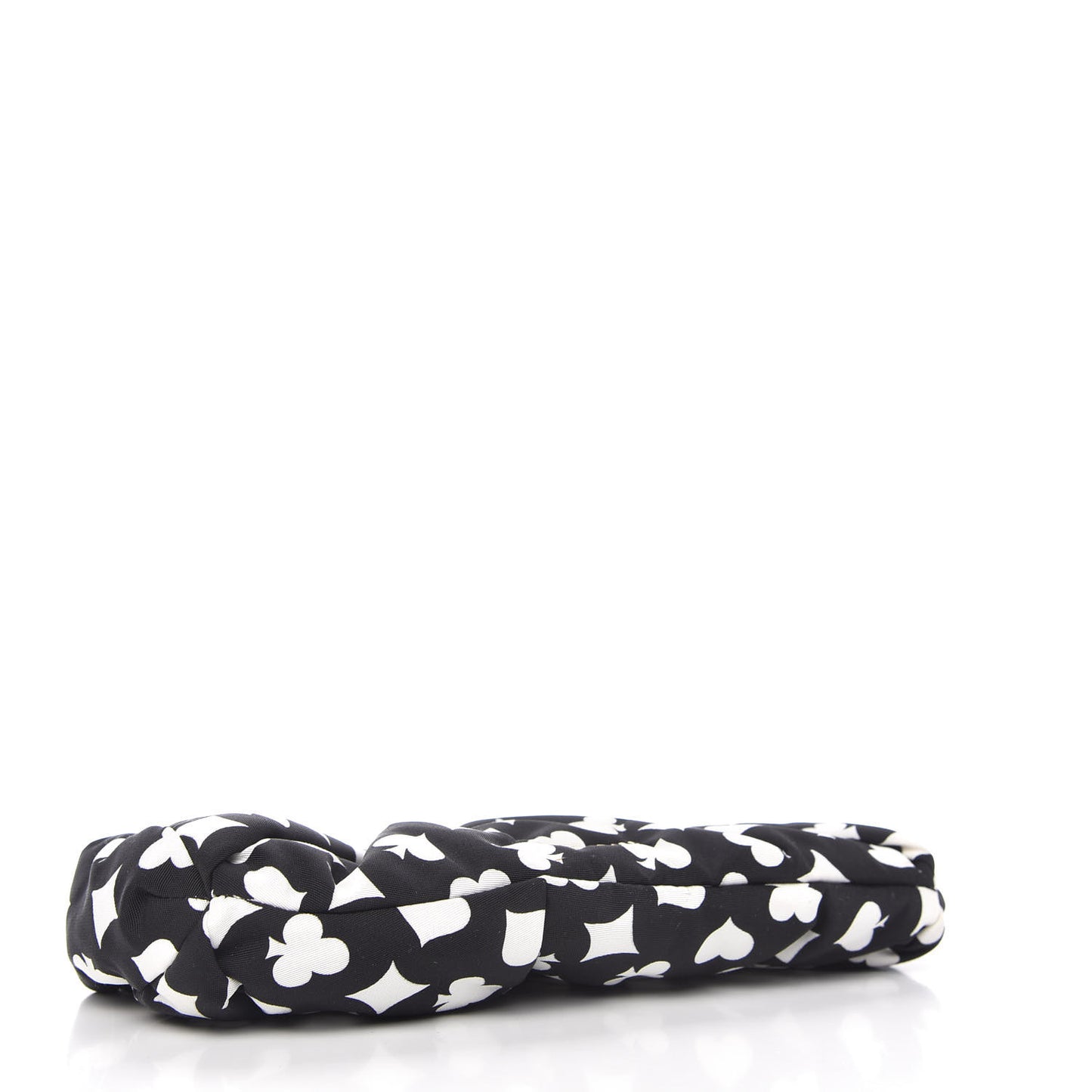 Faille Playing Card Print Clutch Black Black White