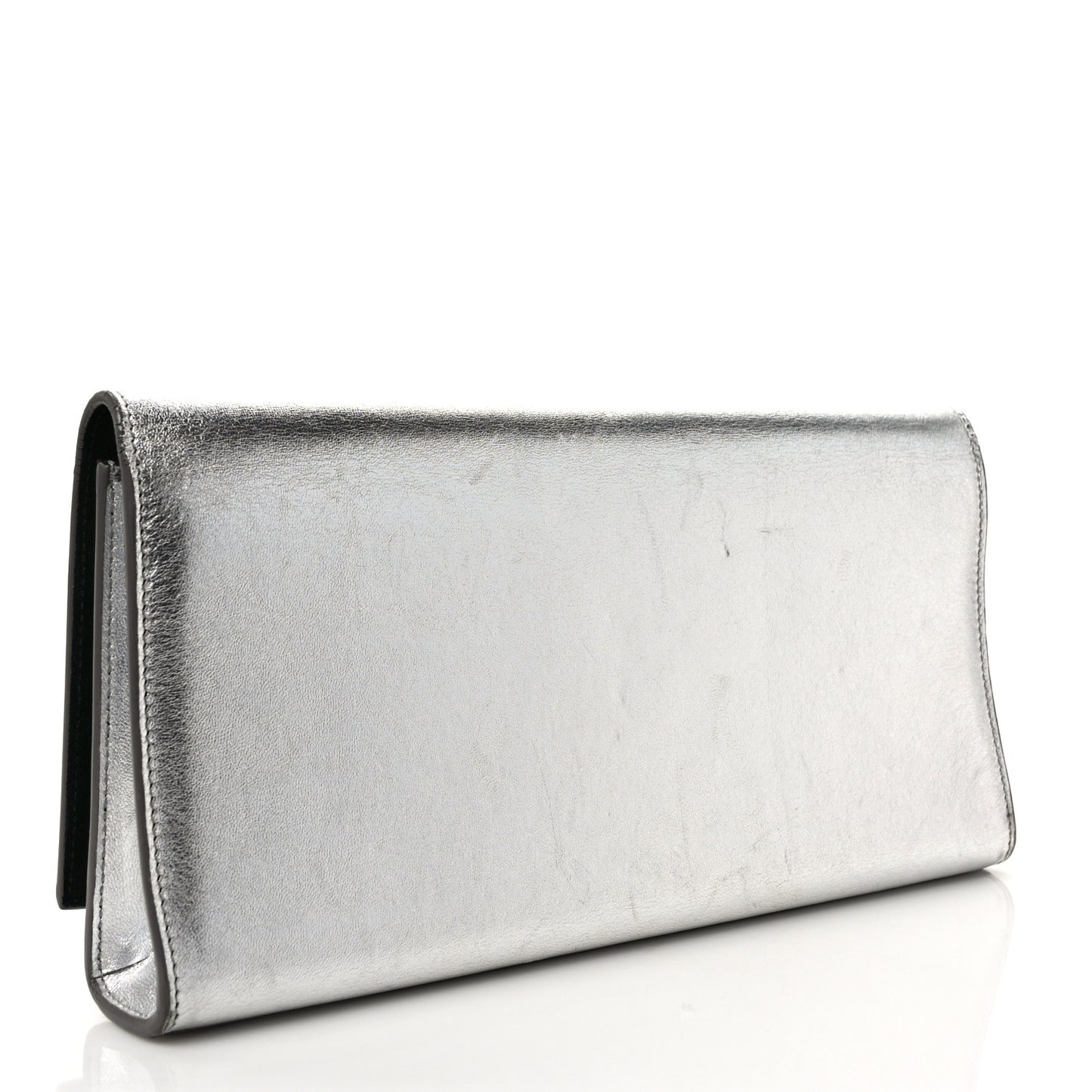 Metallic Calfskin Classic Monogram Cassandre Clutch Silver