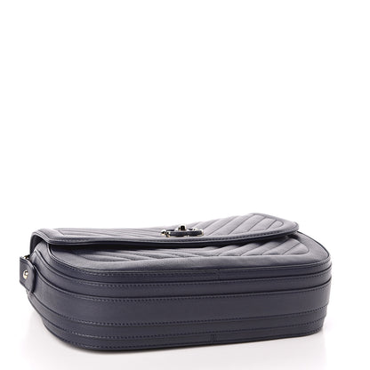 Chanel Calfskin Chevron Quilted Messenger Flap Navy 4 of 10