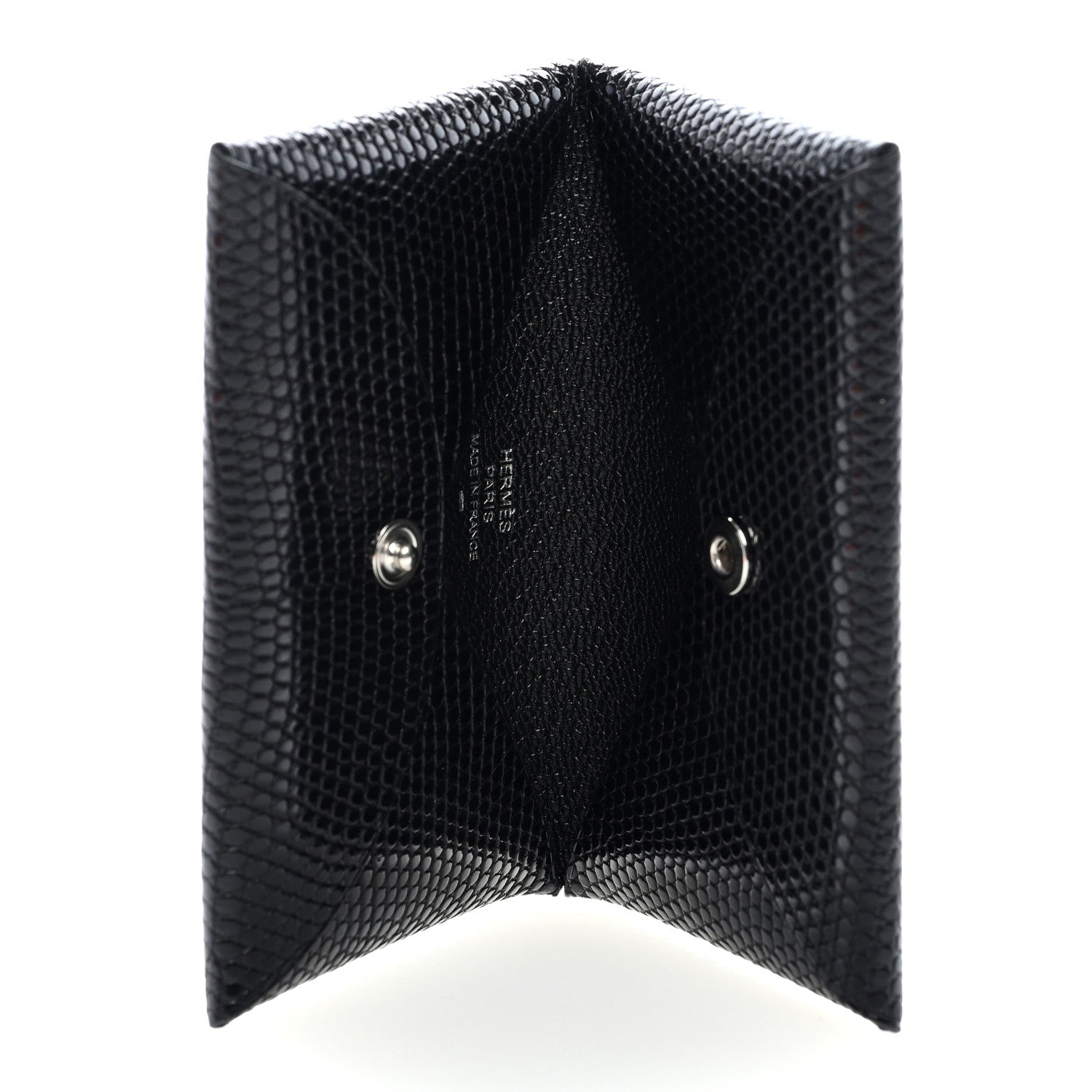 Hermes Lizard Calvi Card Case Black 5 of 6