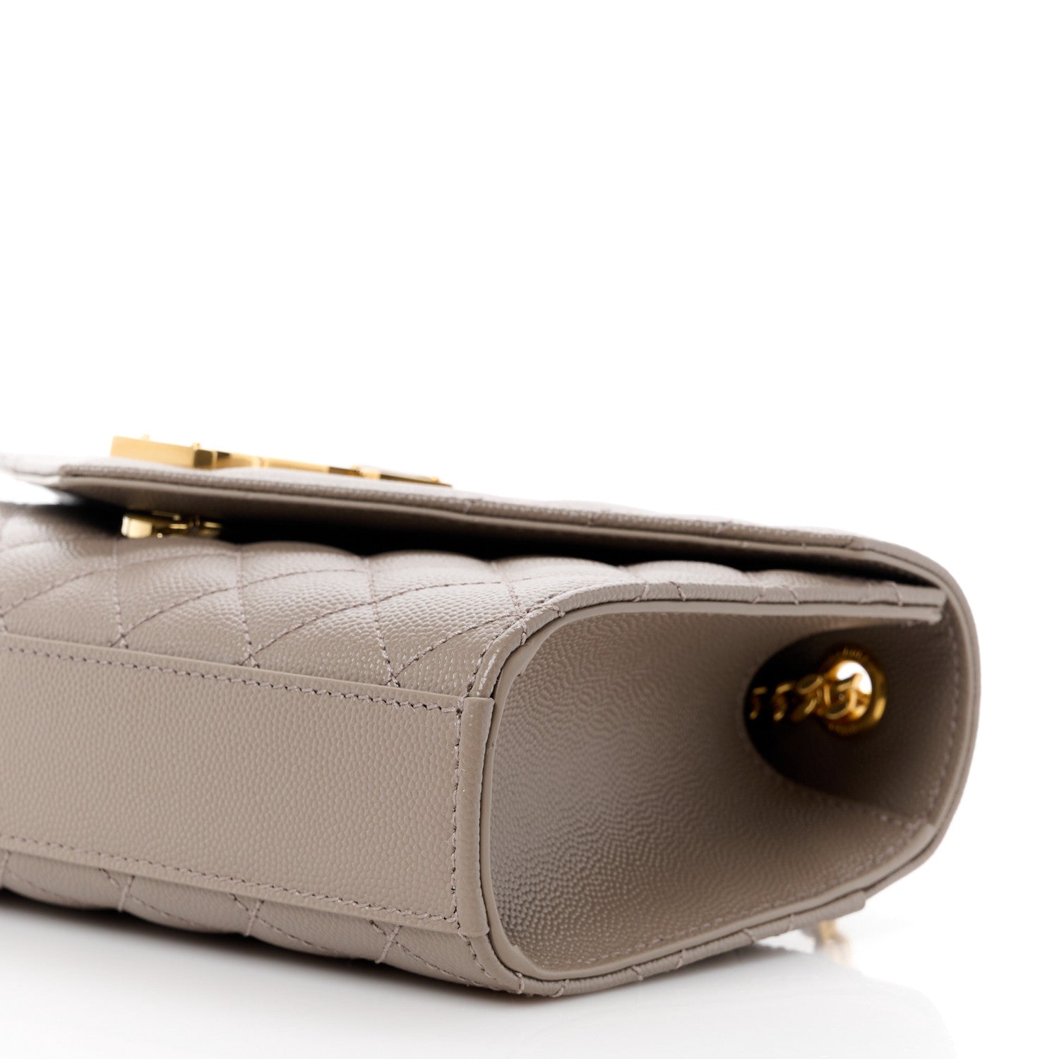 Saint Laurent Grain De Poudre Textured Mixed Matelasse Triquilt Small Monogram Satchel Greyish Brown 11 of 12