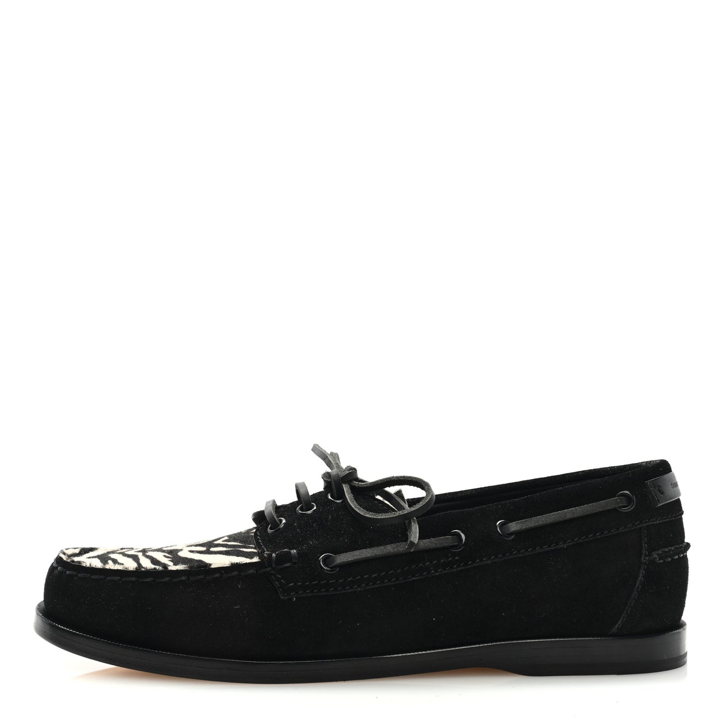 Suede Calf Hair Zebra Penny Loafers 41 Black White