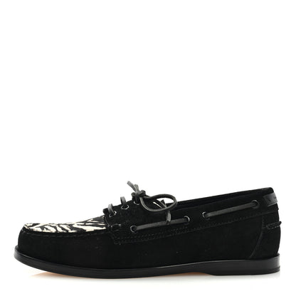Saint Laurent Suede Calf Hair Zebra Penny Loafers 41 Black White 1 of 7