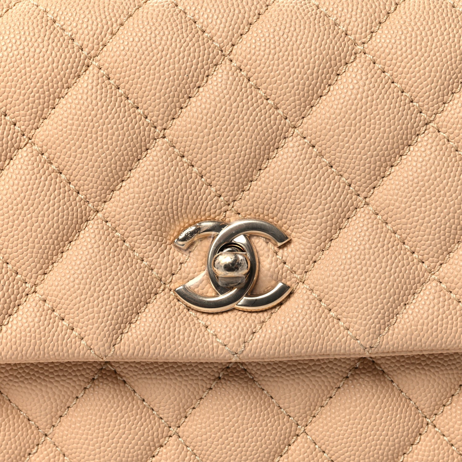Chanel Caviar Lizard Embossed Quilted Mini Coco Handle Flap Beige 8 of 11