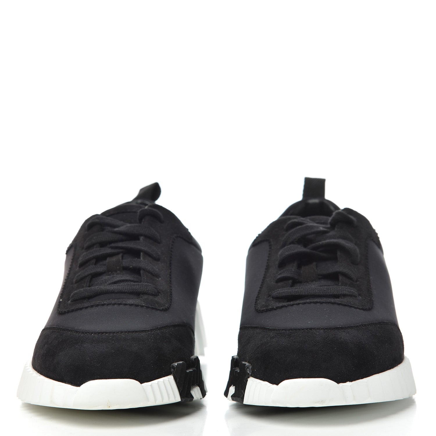 Hermes Technical Jersey Suede Goatskin Bouncing Sneakers 36 Black White 2 of 11