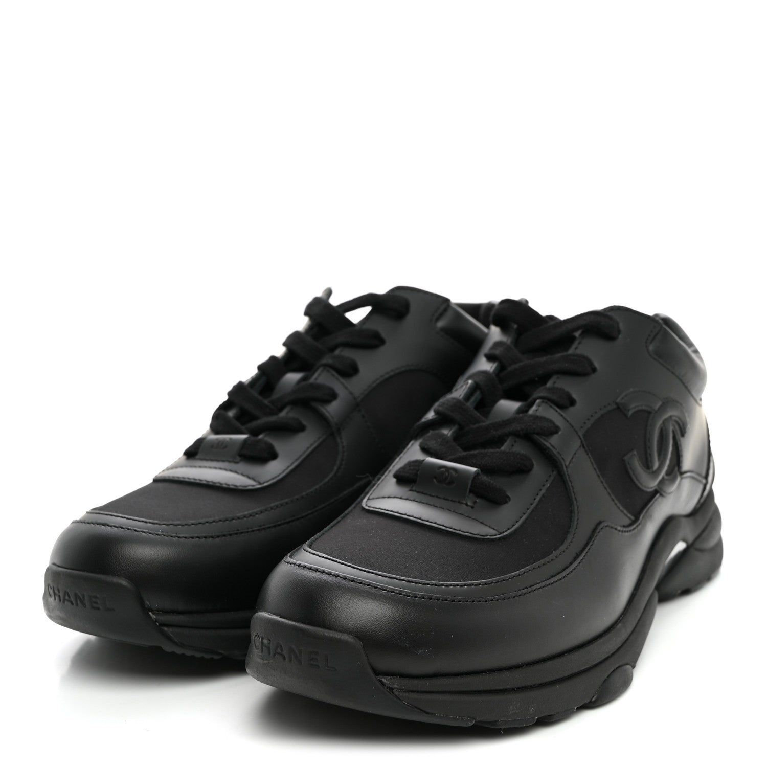 Chanel Calfskin Lambskin CC Uniform Sneakers Black 42 Black 3 of 9