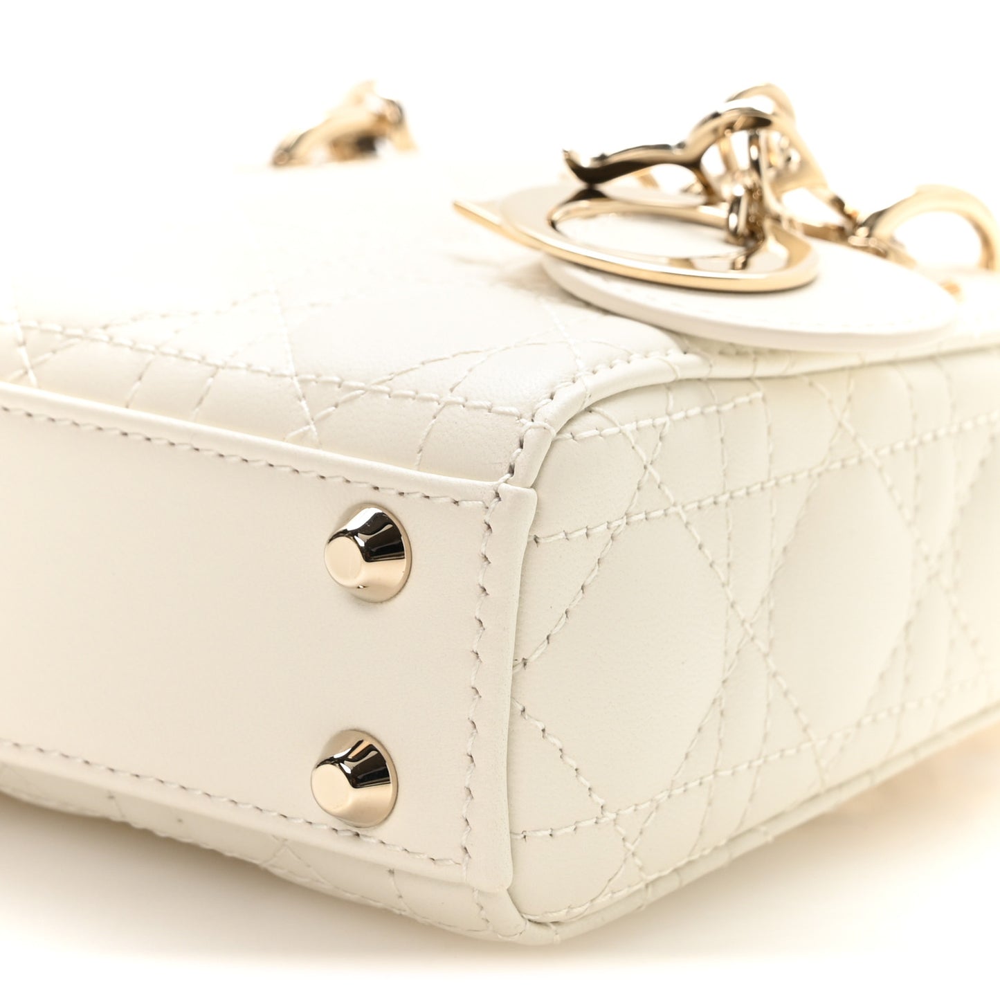 Lambskin Cannage Micro Lady Dior White
