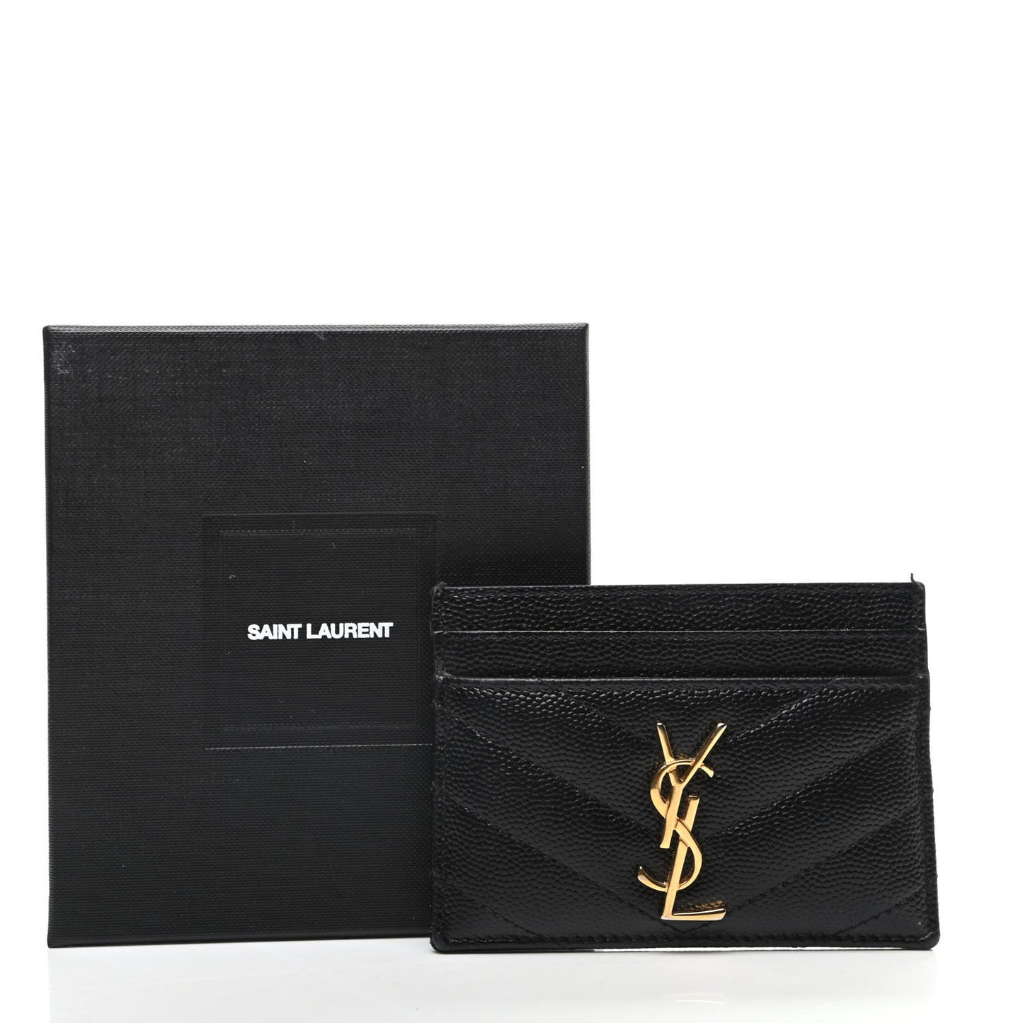 Grain De Poudre Matelasse Chevron Monogram Credit Card Case Black