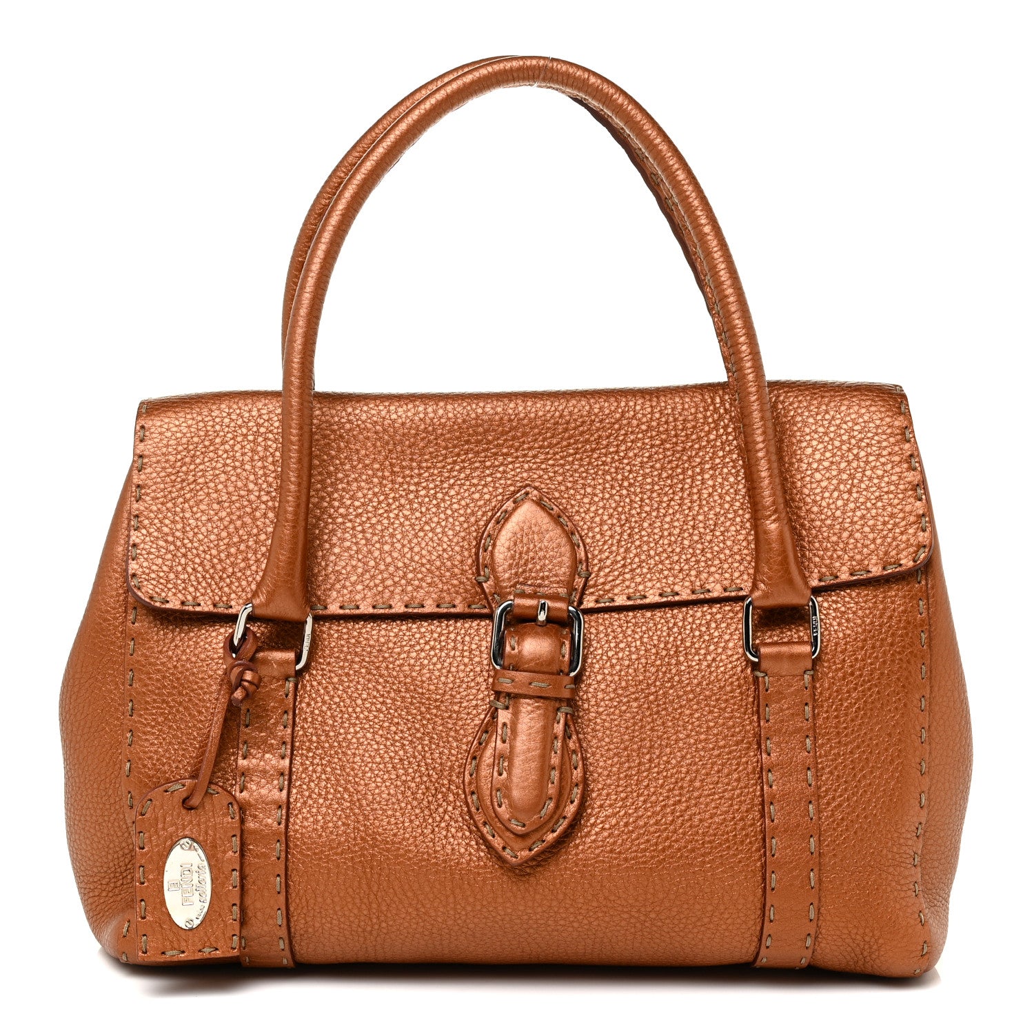 Fendi Cuoio Romano Selleria Linda Satchel Bronzo 1 of 10