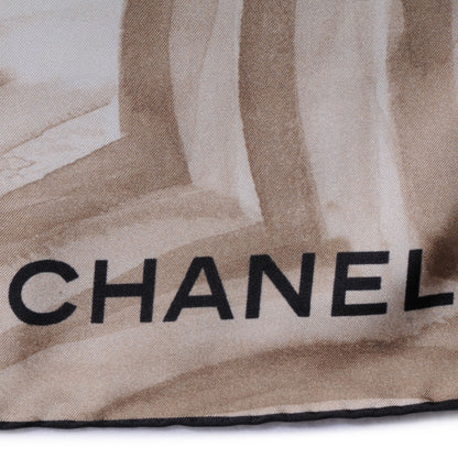 Chanel Silk Coral CC Watercolor Square Scarf White 3 of 5