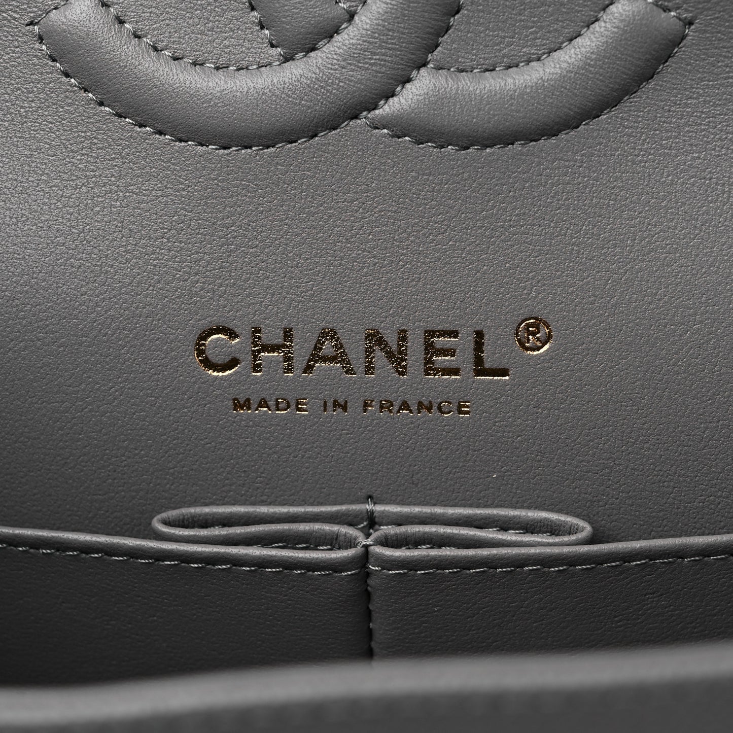 Caviar Quilted Medium Double Flap Grey