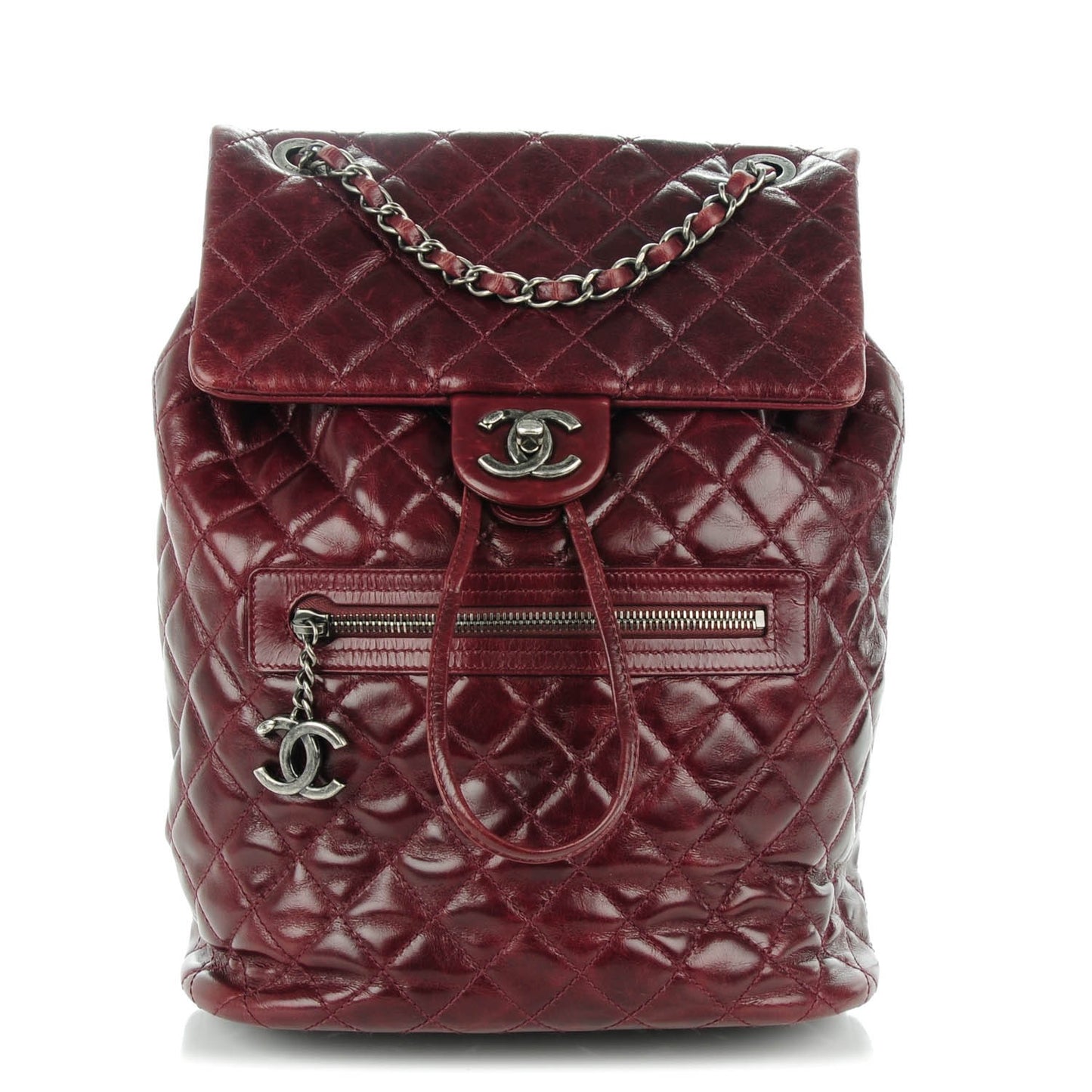 Calfskin Quilted Large Salzburg Backpack Burgundy