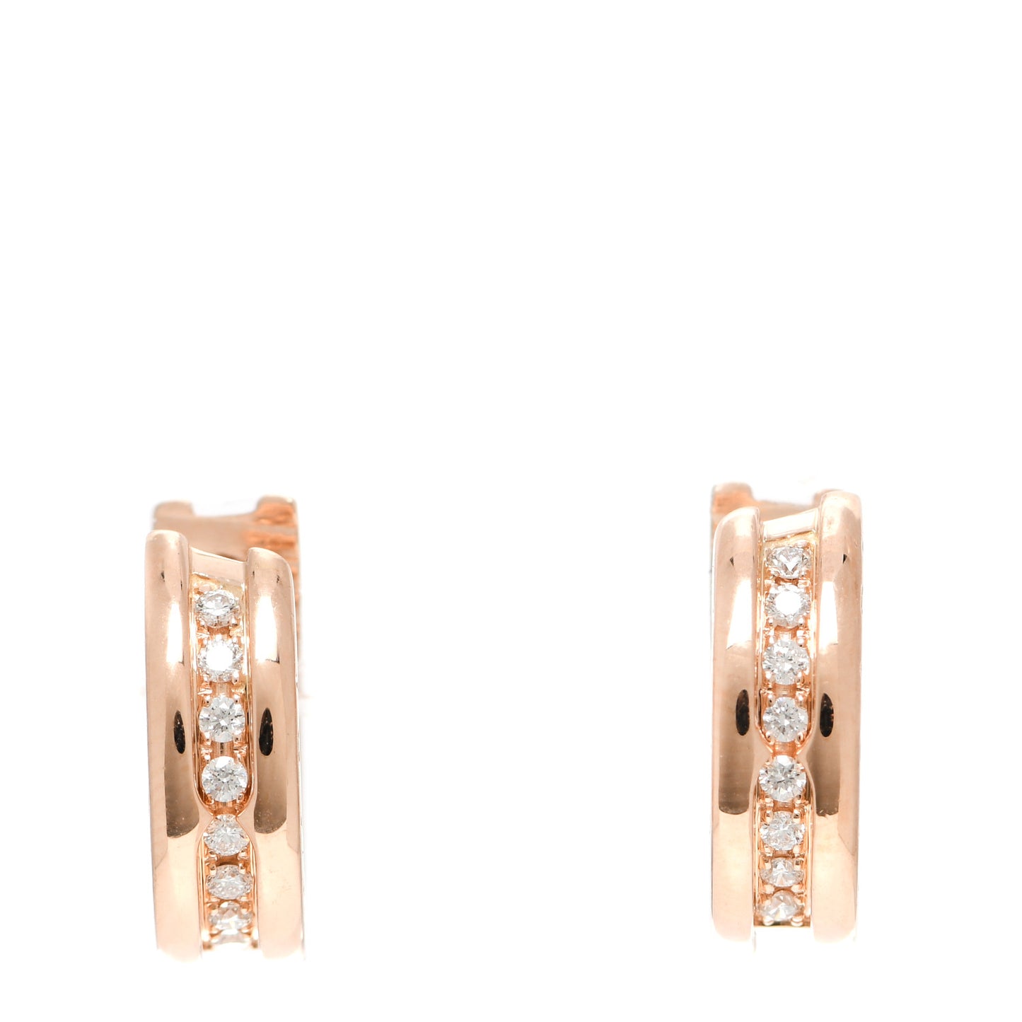 18K Rose Gold Diamond Small B.Zero1 Hoop Earrings
