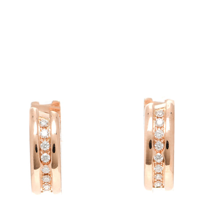 Bulgari 18K Rose Gold Diamond Small B.Zero1 Hoop Earrings 1 of 5